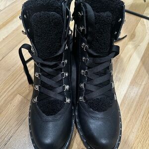 Steve Madden Black Boots with Metallic Details